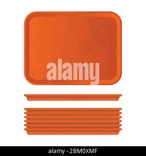 Orange plastic tray vector illustration isolated on white background Stock Vector