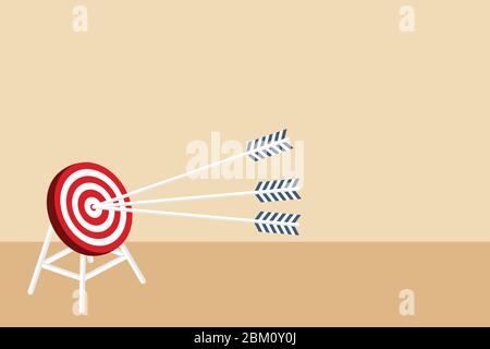 Achievement goal. Aim in business concept. Aspirational people. Mission achieved. Vector illustration in flat design. Stock Vector