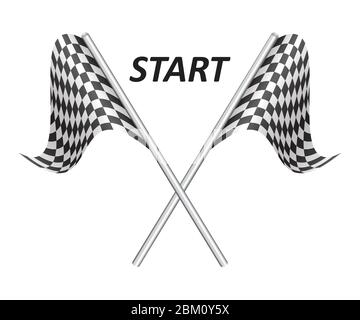 Race flags vector illustration isolated on white background. Auto racing flags. Stock Vector