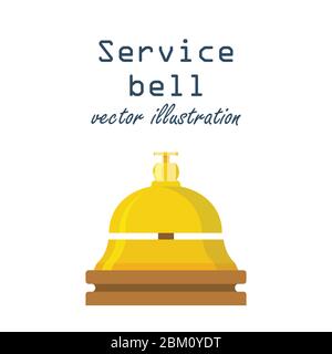 Service bell concept. Customer at reception presses the call button. Bell hotel. Vector illustration in flat design. Stock Vector