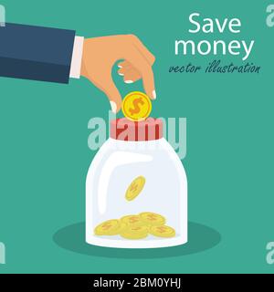 Save money concept. Vector illustration in flat design. Stock Vector
