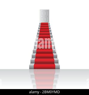 Stairs to door vector illustration. Growth concept. Goal to be won. Stock Vector
