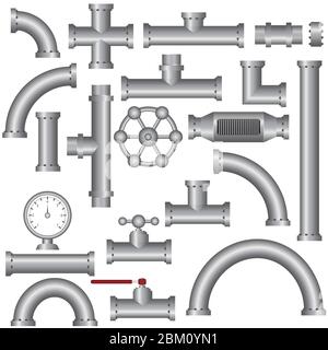 Steel pipe fittings vector illustration isolated on white background Stock Vector