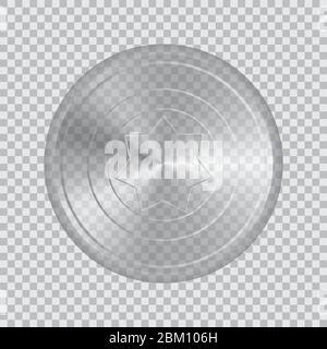 Transparent glass shield vector illustration isolated on white background Stock Vector
