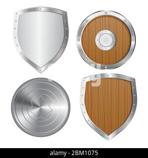 Set of shields vector illustration isolated on white background Stock Vector