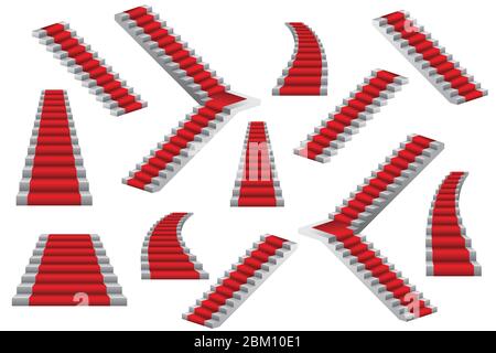 Set of stairs vector illustration isolated on white background. Stock Vector
