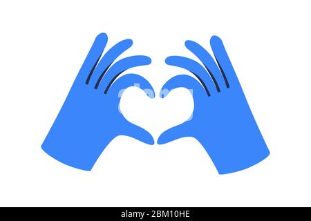 Gloved hands making heart sign isolated on white background Stock Vector