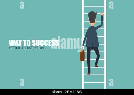 Way to success concept. Step by step. Vector illustration in flat ...