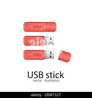 USB stick vector illustration isolated on white background. Stock Vector