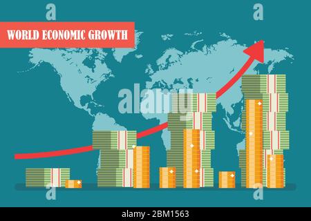 World economic growth concept. Vector illustration in flat design. Stock Vector
