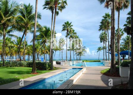 Caribe Hilton Hotel and resort near San Juan on the Caribbean Island of Puerto Rico Stock Photo