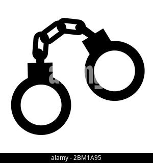 handcuffs silhouette icon, police symbol simple  shape , black isolated on white vector illustration Stock Vector