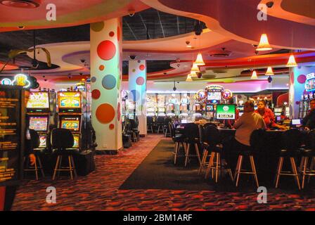 Embassy Suites by Hilton, Hotel and Casino in San Juan, Puerto Rico. Interior of the gambling casino Stock Photo