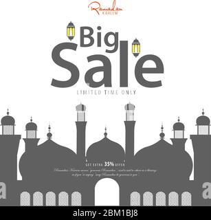 Special Offer Sale poster, banner or flyer decorated of Islamic Festival, Ramadan Kareem celebration Stock Vector