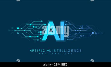 Artificial Intelligence Logo, Icon. Vector symbol AI, deep learning blockchain neural network concept. Machine learning, artificial intelligence, ai Stock Vector