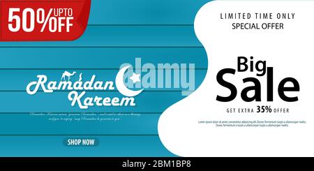 Ramadan Sale, web header or banner design, Ramadan Kareem Sale banner template design Stock Vector