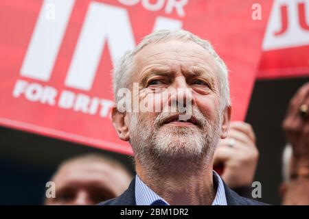 Labour leader Jeremy Corbyn campaigning for Labour In for Britain, in Doncaster, South Yorkshire, during the run up to the EU referendum Stock Photo