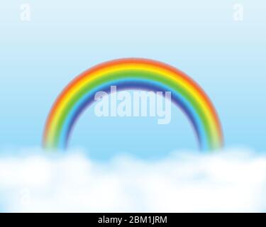 Rainbow in the sky over the clouds. Stock Vector
