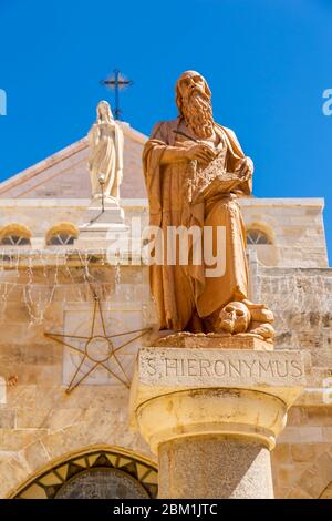 View of exterior of Church of Nativity in Manger Square, Bethlehem, Palestine, Middle East Stock Photo