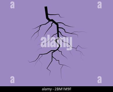 Silhouette Of A Thunder Lightning On A Lilac Background Stock Vector
