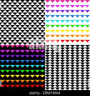 4 simple geometric shape cell triangles seamless pattern , crossed lines . vector repeatable Stock Vector