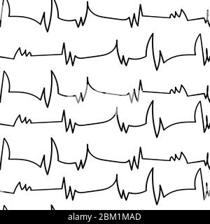 pulse zigzag curve seamless pattern or equalizer sound wave , medicine creative vector repeatable ornament Stock Vector