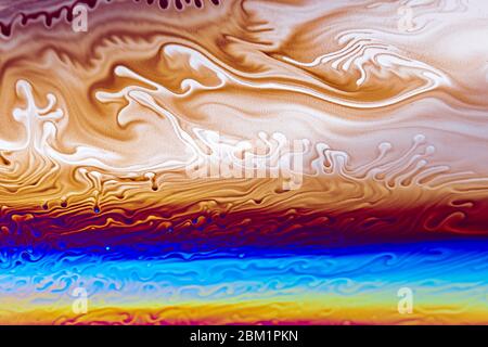 Colorful pattern of soap bubble, abstract close-up Stock Photo