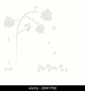 Vector image of a fading flower in pastel colors. Botanical illustration. For design of postcards, posters, wedding invitations, textiles, clothing Stock Vector