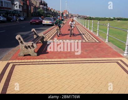 1997, newly brick paved Fleetwood Promenade, north West England, Stock Photo