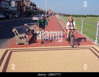 1997, newly brick paved Fleetwood Promenade, north West England, Stock Photo