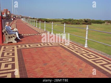 1997, newly brick paved Fleetwood Promenade, north West England, Stock Photo