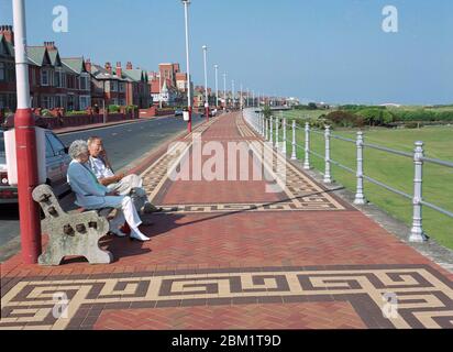 1997, newly brick paved Fleetwood Promenade, north West England, Stock Photo