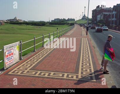 1997, newly brick paved Fleetwood Promenade, north West England, Stock Photo