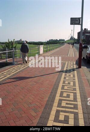 1997, newly brick paved Fleetwood Promenade, north West England, Stock Photo