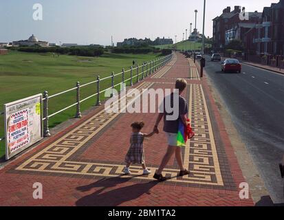 1997, newly brick paved Fleetwood Promenade, north West England, Stock Photo