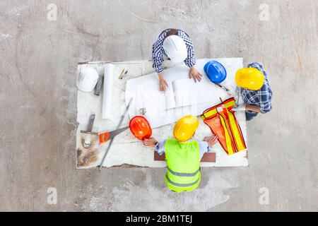 Engineer work as team and technology to design and construction on site for modern and comfortable business office Stock Photo