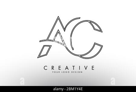 AC Letter Logo With Black Lines Design. Line Letter Symbol Vector ...