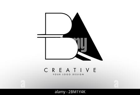 Monogram BA B A Letters Logo Design with black and white shapes. Creative BA Letter Icon with Black Shapes and Outline Vector Illustration. Stock Vector