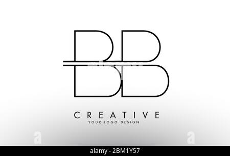 BB B Letters Logo with a simple monogram design concept. Creative BB Letter Icon with Black Lines Vector Illustration. Stock Vector