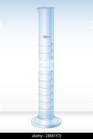 Graduated glass chemical meter, scientific instrument, vector illustration Stock Vector