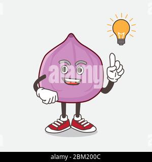 An illustration of Fig Fruit cartoon mascot character get an idea Stock Vector