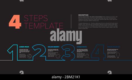 One two three four - vector progress template for four steps or options - dark blue version Stock Vector