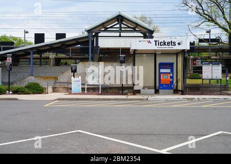 PRINCETON JUNCTION, NJ -3 MAY 2020- View of the Princeton Junction train on the NJ Transit Northeast Corridor line in New Jersey, USA. Stock Photo