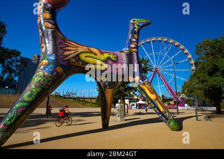 Sculpture by Deborah Halpern - Angel. Beside the Yarra River, Melbourne, Victoria, Australia Stock Photo