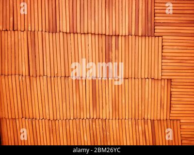 Line Brick background abstract. Clay Split Brick Tile wall. Stock Photo