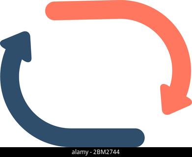 Vector refresh icon. Red and blue arrows. Stock vector illustration isolated on white background. Stock Vector