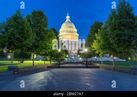 US Capitol building at night, Washington DC Stock Photo