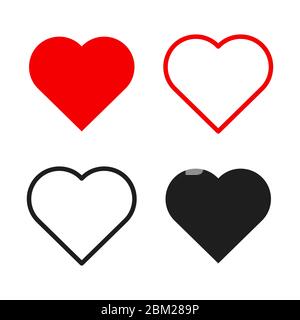 Hearts icon set. Live stream video, chat, likes. Social media like web buttons. Isolated on white background. Valentines Day. Vector illustration Stock Vector