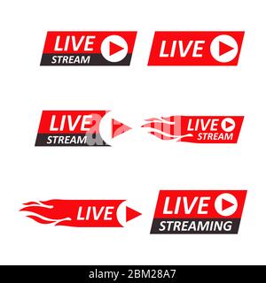 Live Stream signs set. Emblem, logo. Vector Illustration Stock Vector