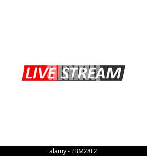 Live Stream sign. Red symbol, button of live streaming, broadcasting, online stream emblem. For tv, shows and social media live performances Stock Vector